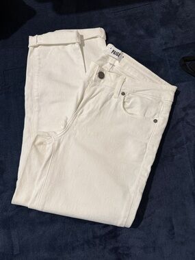 PAIGE White Straight-Leg Denim Jeans